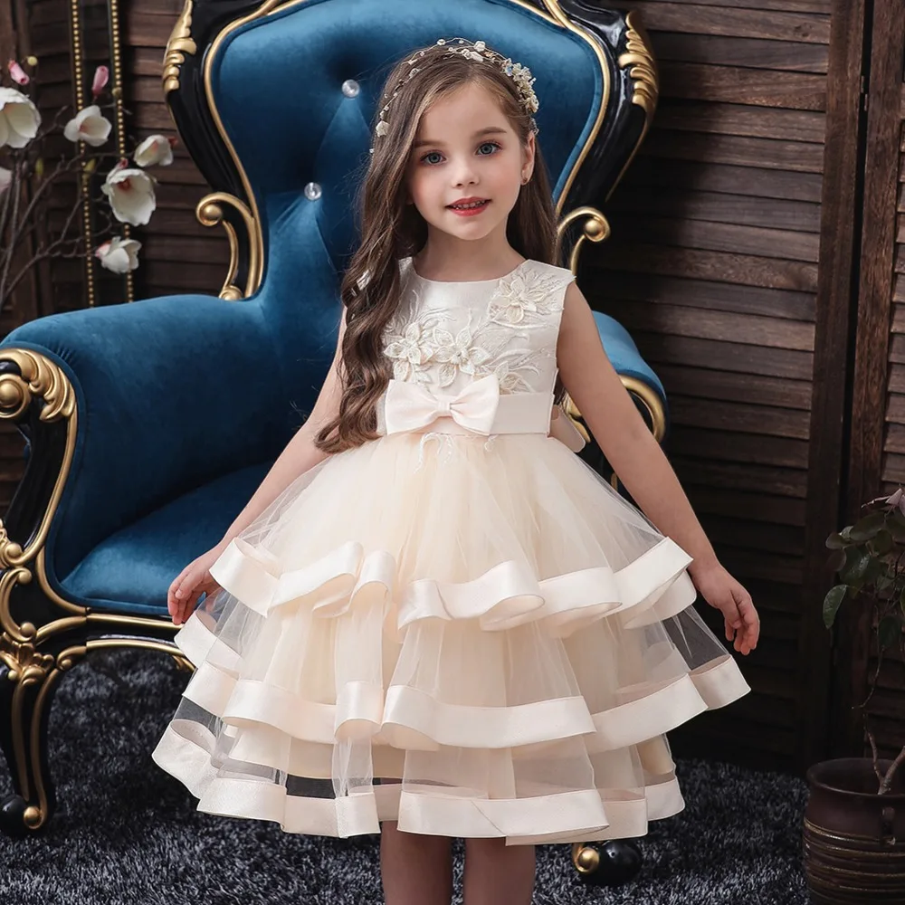 

Flower girl dress for Girls tutu Kids Clothing Elegent hand Organza Girls Dresses for Children Princess Party Custumes 2-10 Year