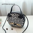 Индивидуальная сумка-клатч для девочек, милая круглая маленькая сумка, трендовый леопардовый дизайн, сумка через плечо, основная Сумочка, женские круглые сумки