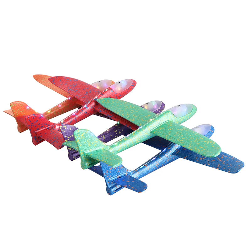

Hot 48cm Hand Throw Flying Plane Toys Glider Planes Foam Aeroplane Model Glow In The Dark Flying Glider Plane Toys For Children