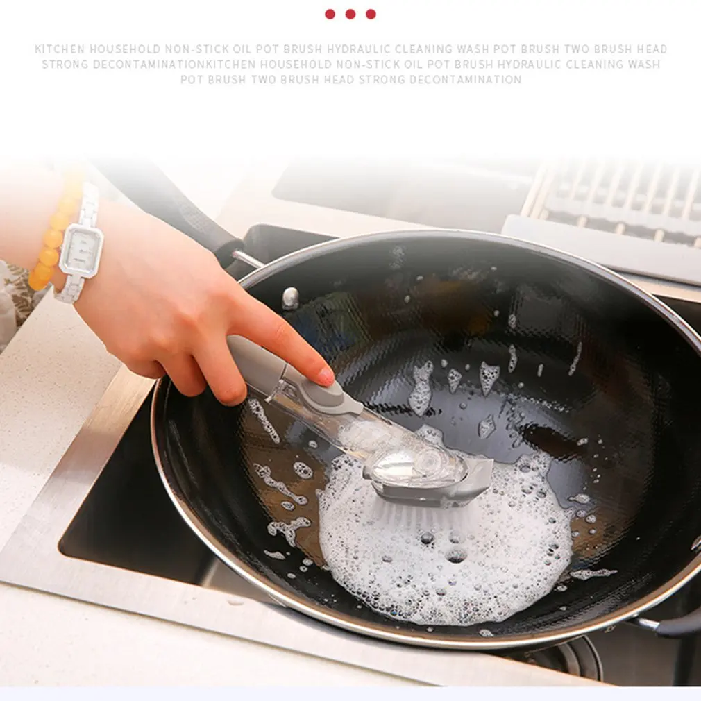 

Hydraulic Brush Pot Artifact Pot Soft Brush Artifact Kitchen Durable Supplies Removable Liquid Injection Kitchen cleaning brush
