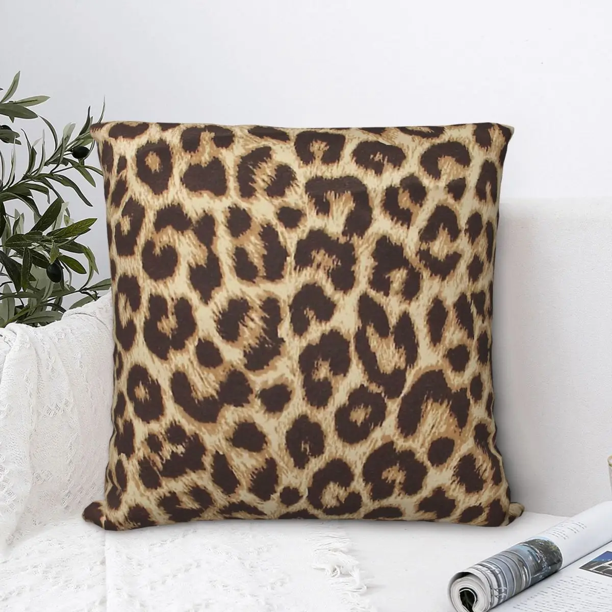 

Leopard Print Throw Pillow Case Backpack Cushions Case DIY Printed Soft For Home Decor