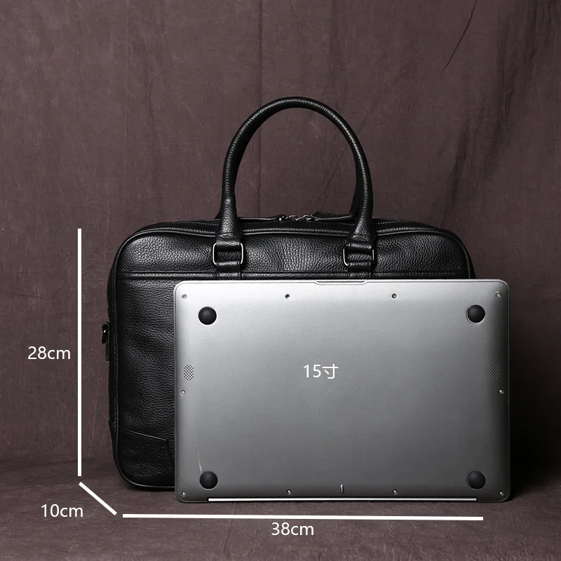 Vintage Luxury Head Layer Genuine Leather Men's Business Office Briefcases 16 Inch Laptop High-Capacity Shoulder Messenger Bags