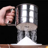 manual stainless mesh flour sifter mechanical baking icing sugar shaker sieve cup shape strainer bakeware cooking pastry tools