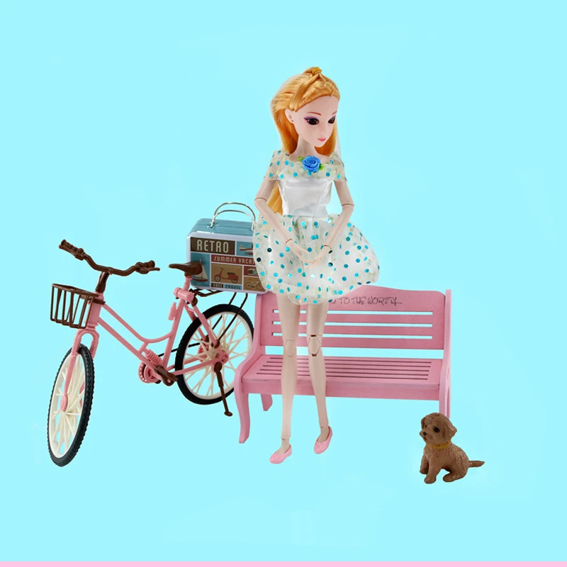 

Платье в горошек с синей розой для кукол Барби, Одежда для кукол 1/6 BJD, милые вечерние платья для кукол Барби, аксессуары для кукольного домик...