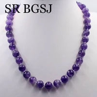 free ship 10mm dream lace amethysts purple quartz round gems beads knot natural stone chocker necklace strand 17 5