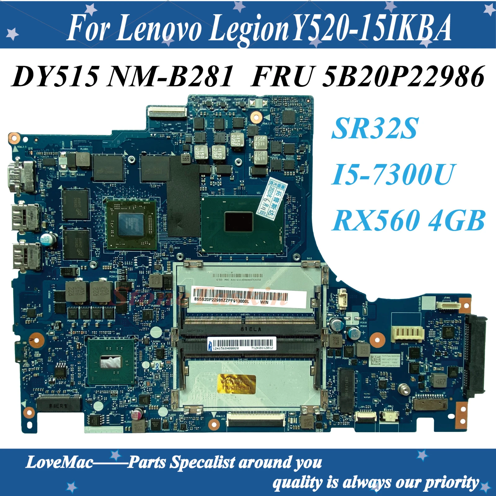 Хорошее качество DY515 NM-B281 FRU:5B20P22986 для Lenovo Legion Y520-15IKBA материнская плата ноутбука