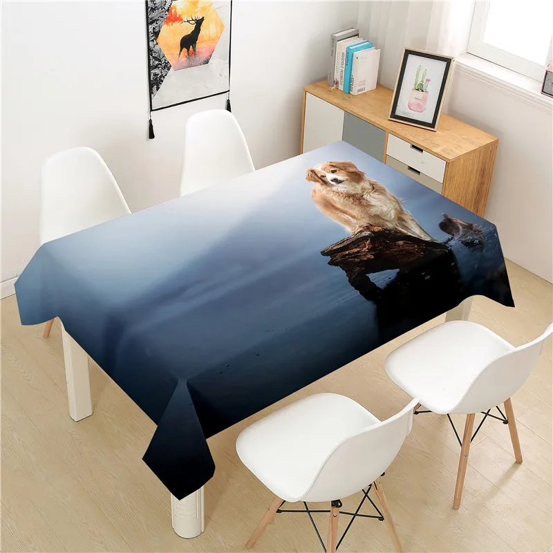 

Lovely Dog Tablecloth polyester Hotel Picnic Table Rectangular Table Covers Home Dining Tea Table Decoration