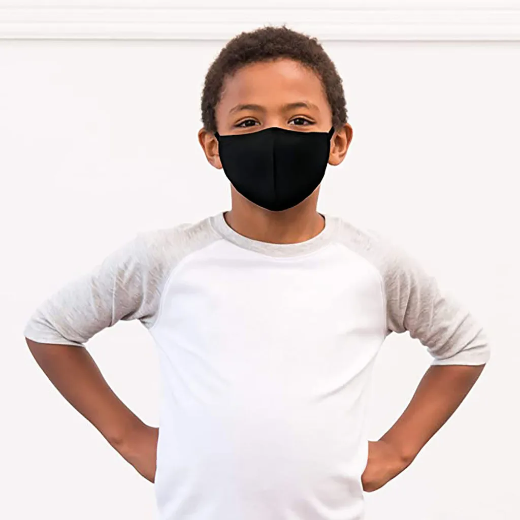 

3PCS Reusable Cotton Face Mask For Kids Pure Black Fog-proof Skin-Friendly Sweat-Absorption Face Cover Children's Cycling Mask