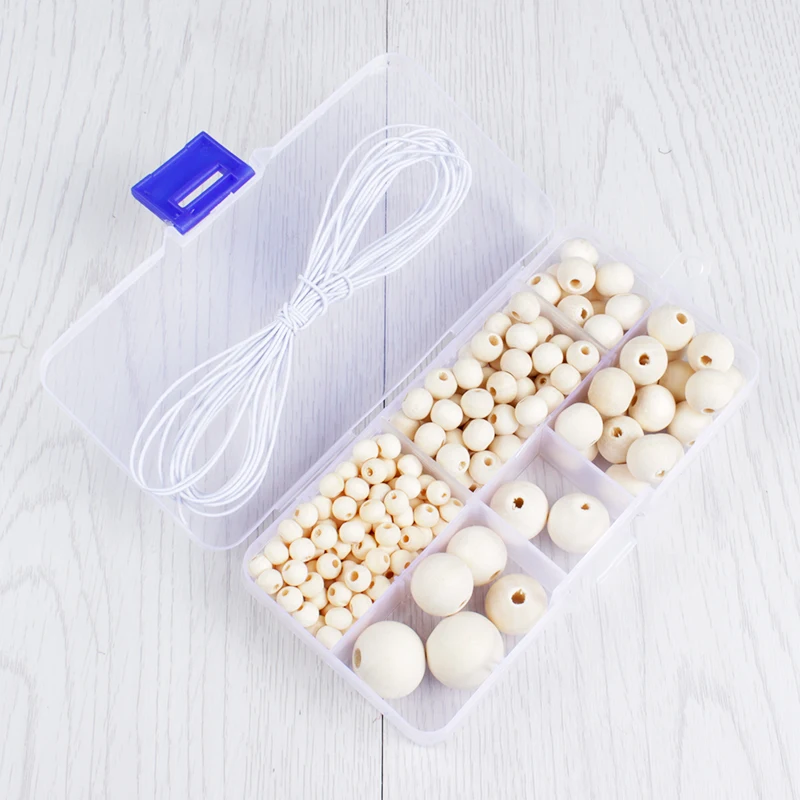 

190Pcs/Set Natural Wooden Beads Charm Round Loose Wood Ball Bead For DIY Handmade Jewelry Making Bracelet Kid Toy Accessories