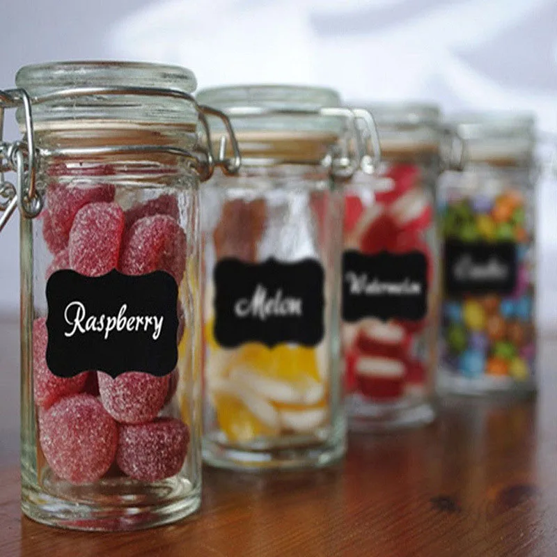 

5pcs Kitchen Label Stickers Organizer White Chalk Marker Waterproof Reused Jars Glass Bottles Chalkboard Labels for Home Decor