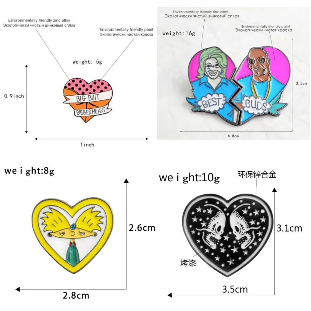WKOUD 2 шт./компл. креативные броши в форме сердца винной бутылки скелета розовые