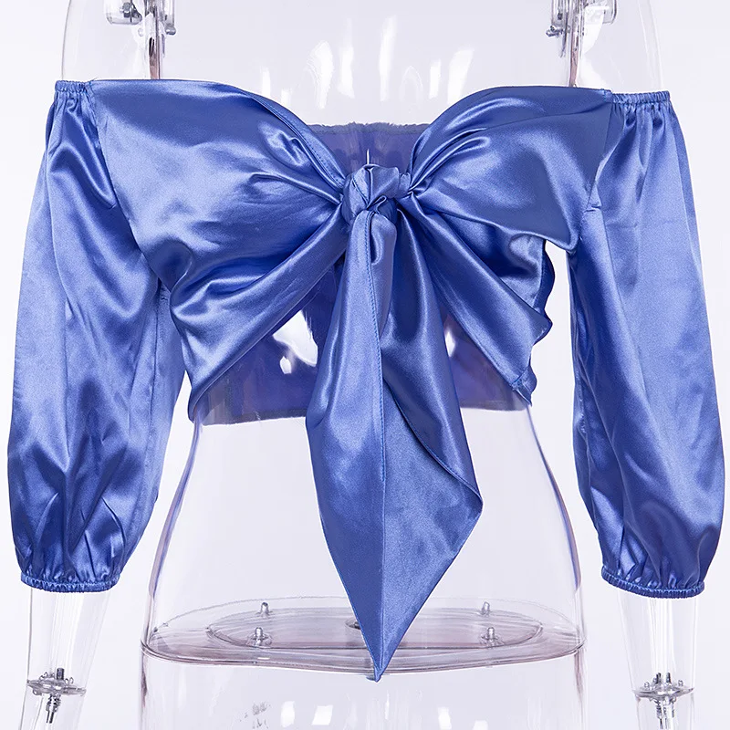 

free shipping 2020 joocar sexy V neck short sleeve bow folds top JC1550