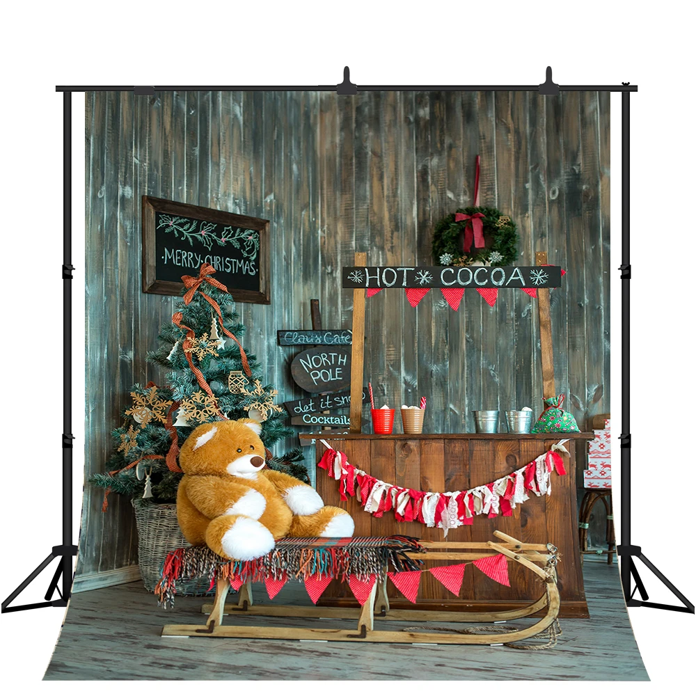 Фотофон Lyavshi Рождественская елка Горячая какао корзина подарки сани гирлянда