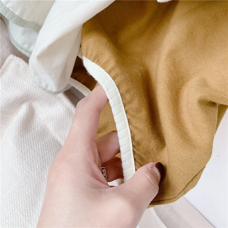 

Set Girls short-sleeved children's Clothing 2021 Summer New Solid Color Edging Home two-piece Simple And Comfortable Kids 20516