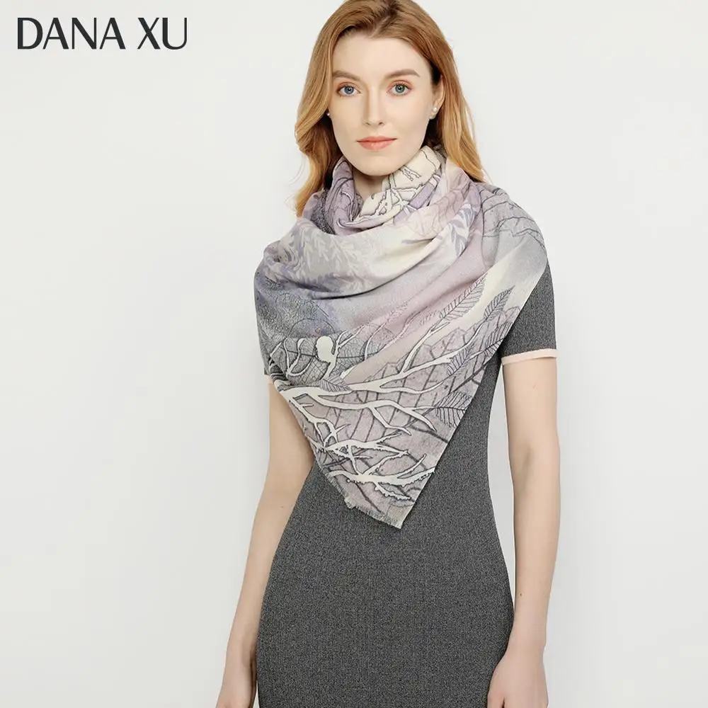 Женские кашемировые шарфы зимние теплые мягкие шали из пашмины шерстяные