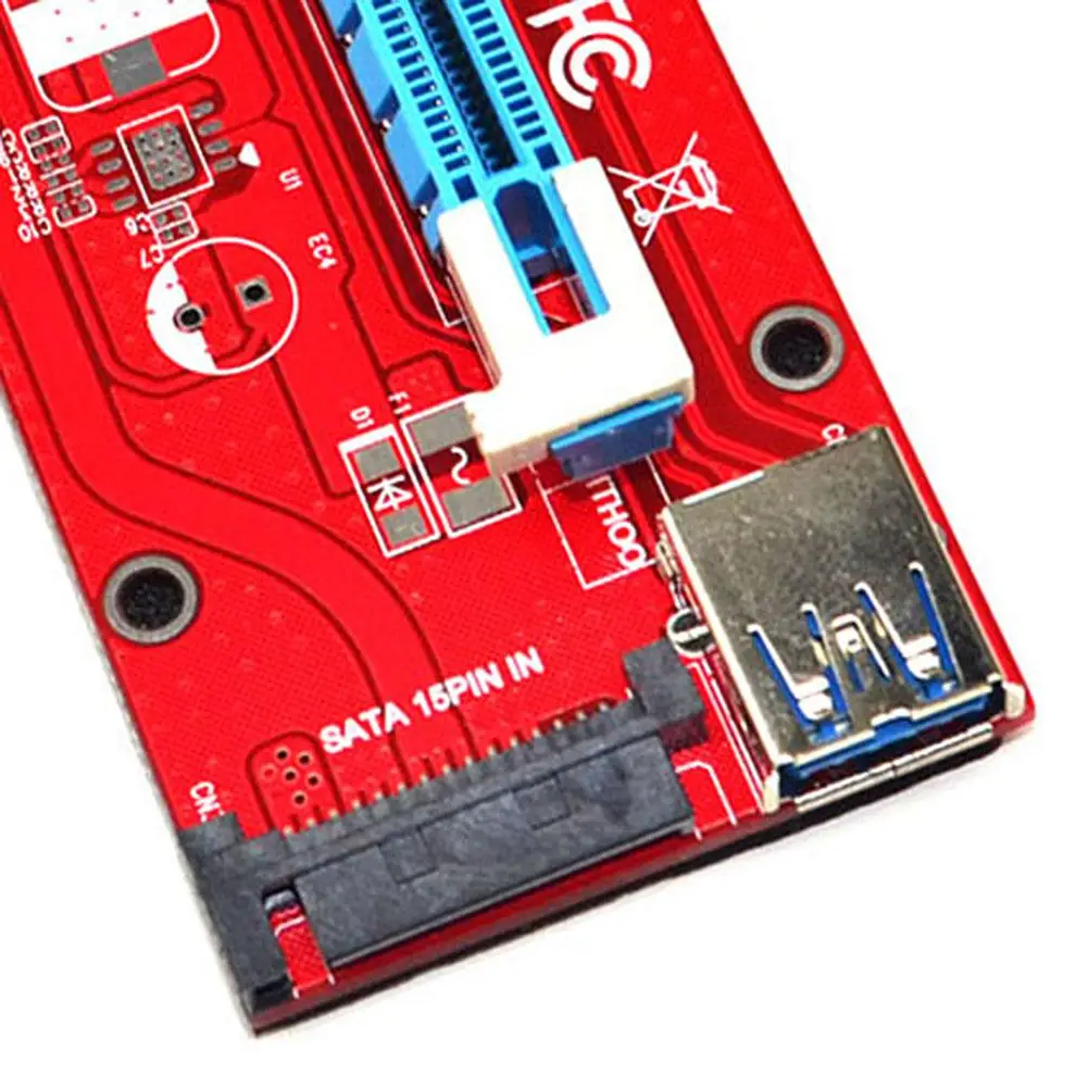 

USB 3.0 164P PCI-E Express 1x to 16x Extender Riser Card Power 6Pin SATA Cable for Mining PCI-E Express 1x To 16x Extender Riser