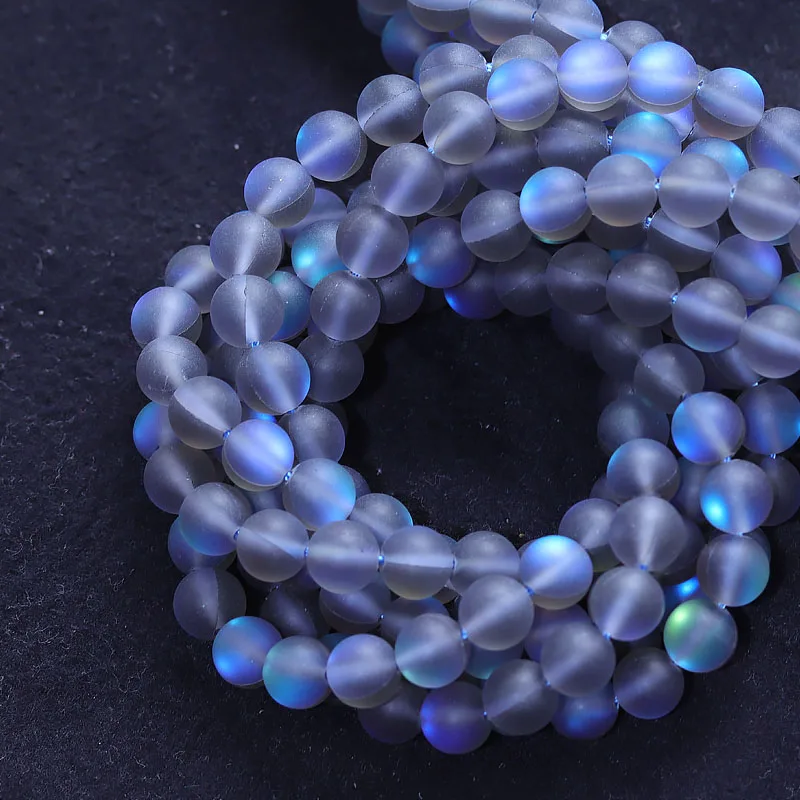 

Natural Stone Matte Glitter Beads Round Grey Blue Loose Beads For Jewelry DIY Making Bracelet Accessories 15" 6/8/10mm Beadtales