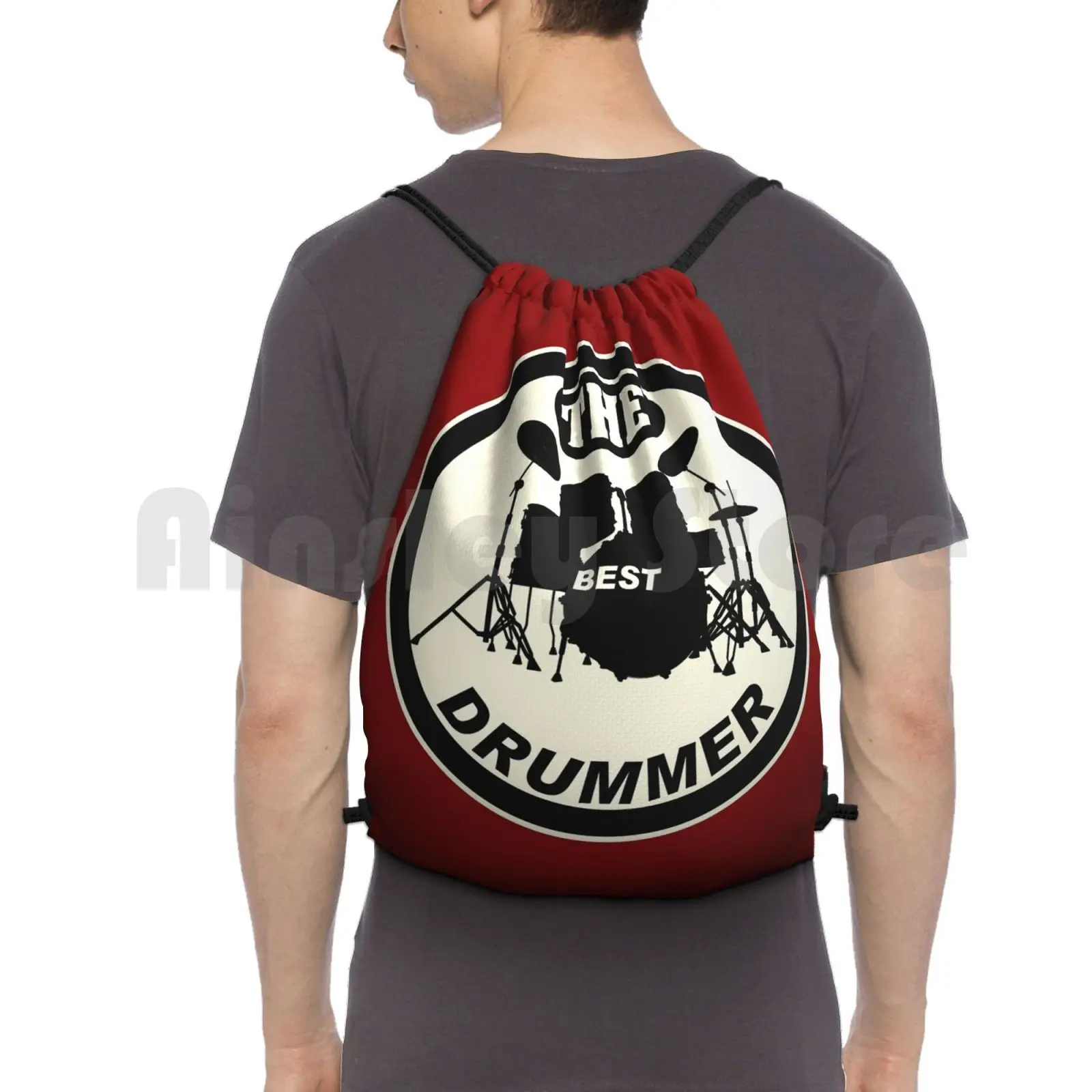 

The Best Drummer White Black Backpack Drawstring Bags Gym Bag Waterproof Drummer Drums Drum Percussion Musician Music