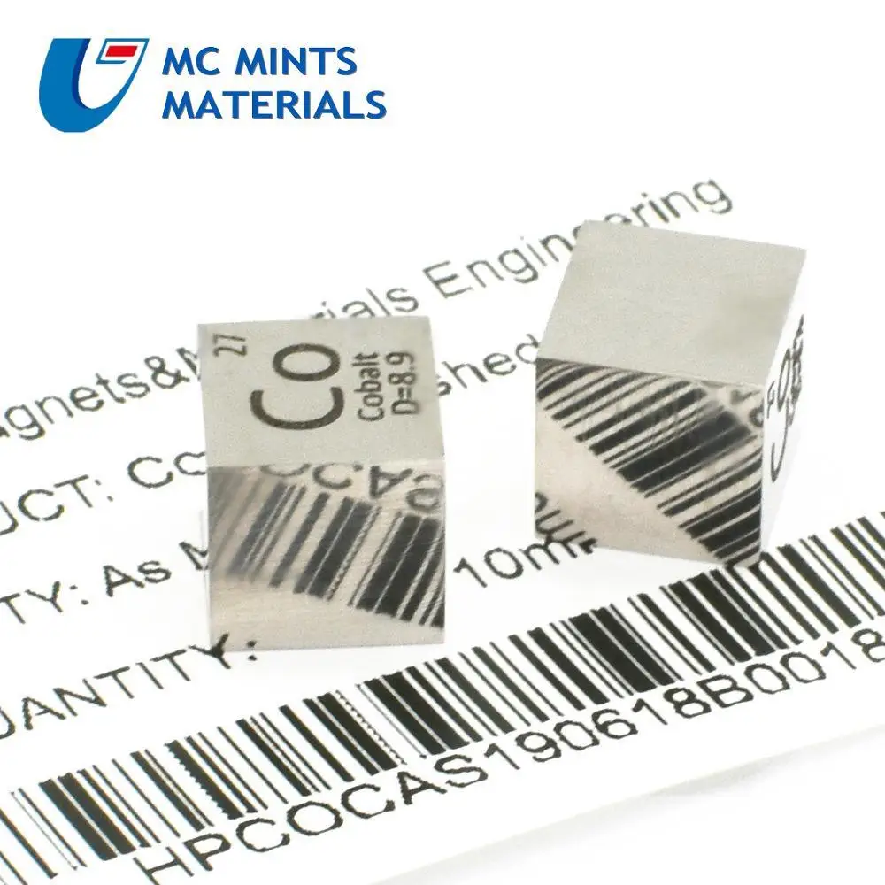Кобальт полированный куб 10x10x10 мм Co зеркальный сверлильный металлический элемент коллекция хобби научный эксперимент разработка плотности