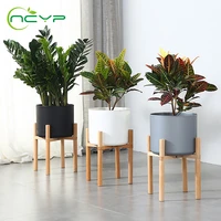 ncyp planter pot trays durable beech wood flower pot rack standing bonsai holder home garden indoor display plant stand shelf