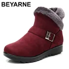 Ботинки BEYARNEWinter на меху, с плюшевой подкладкой, теплые, для снега, на платформе, размера плюс, ботильоны, Женская замшевая обувь на молнии, бесплатная доставка, e999