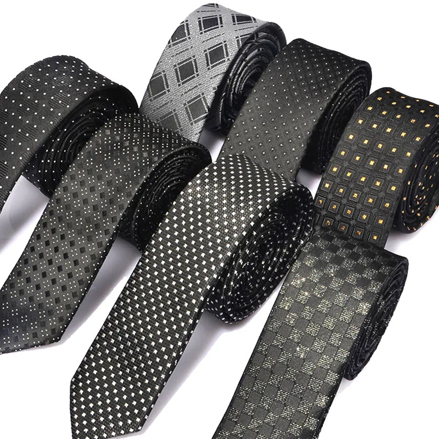 

Мужские Узкие галстуки, черный галстук из полиэстера в полоску, Женский узкий галстук 5 см, классический деловой Повседневный галстук для св...