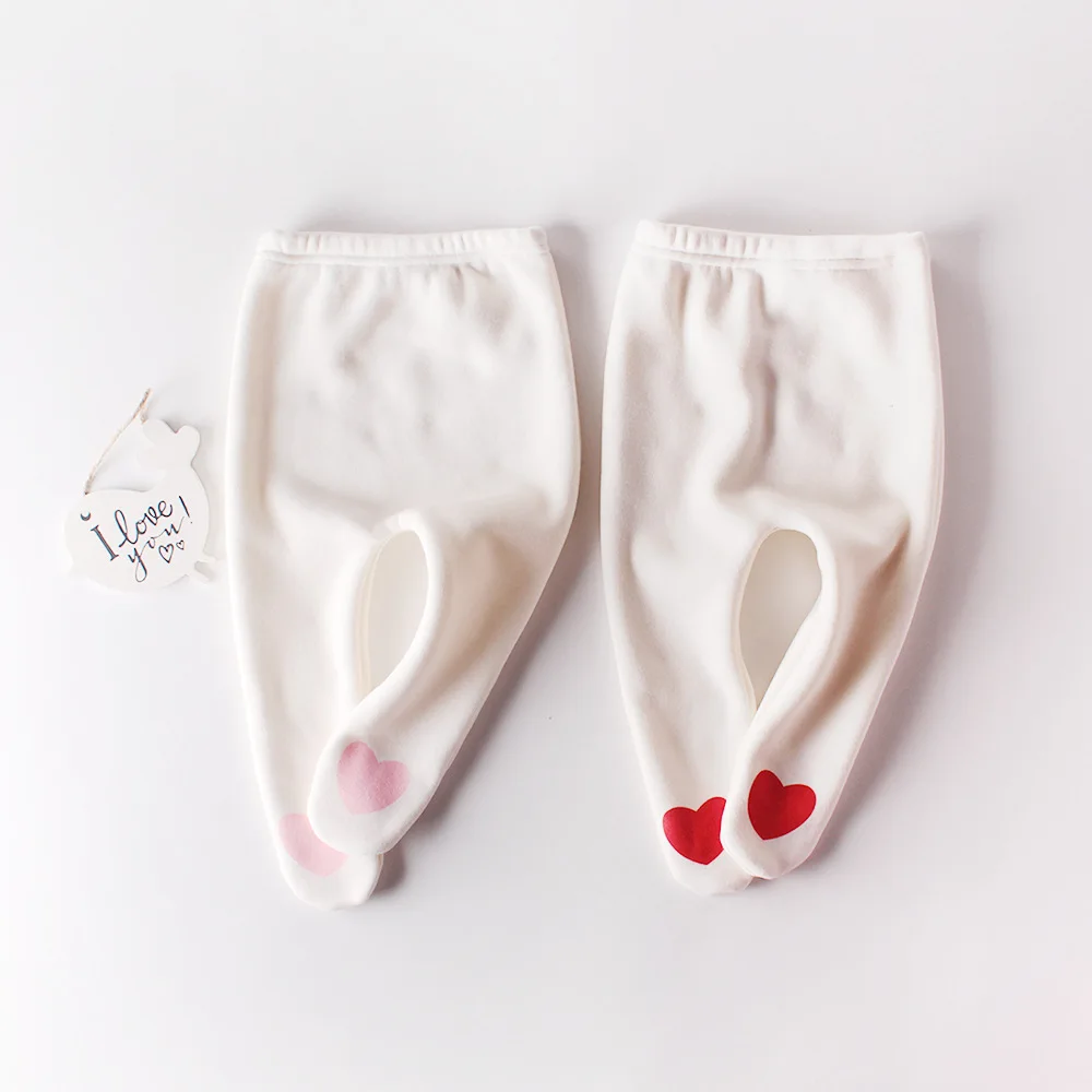 

Весенне-осенние детские милые бархатные леггинсы в форме сердца, хлопковые колготки, теплые ножки