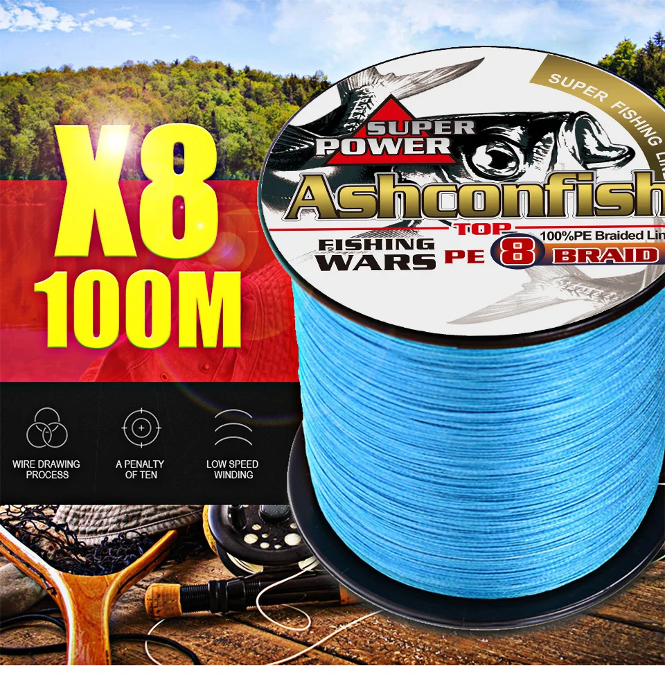 

super japan fishing pe line store 8strands 100M braided fishing wires ocean fishing accessories strong lb for fishing 6-300LB