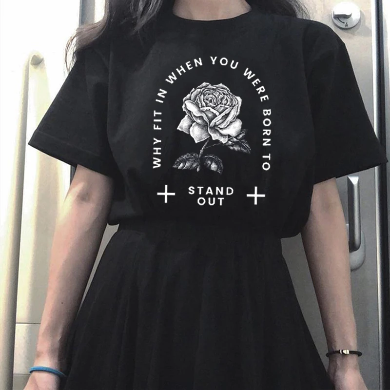 Готический Черный Принт винтажный мультфильм большой размер Топы Хип-хоп