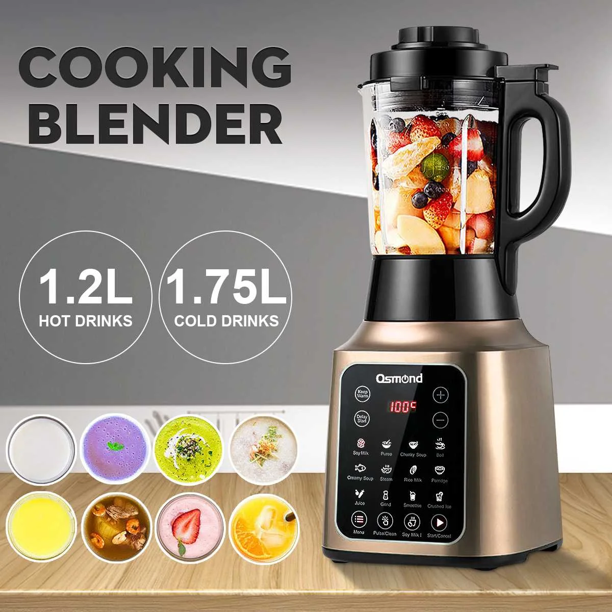 

Профессиональный автоматический тачпад 1,75 л, таймер, миксер, соковыжималка, мощный кухонный комбайн, 8 лезвий в одно касание, очистка, пригот...