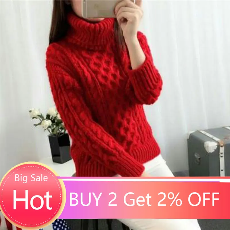 Осенне-зимний свитер с высоким воротом женский вязаный пуловер женские
