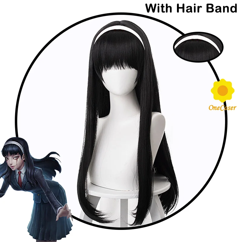 

Парик для косплея Identity V Kawakami Tomie с лентой для волос, длинные черные волосы, волосы мечты ведьмы, термостойкие волосы + парик, шапочка Вечерние
