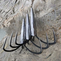 carbon steel fishing hook with lead sinker 5pcs sharp treble hook triple anchor hooks anzuelos de pesca mar pesca fishing tackle