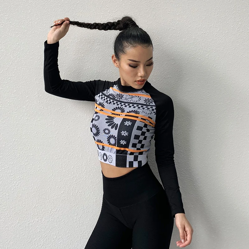 Сексуальный топ для йоги женская рубашка с длинным рукавом спортивная одежда