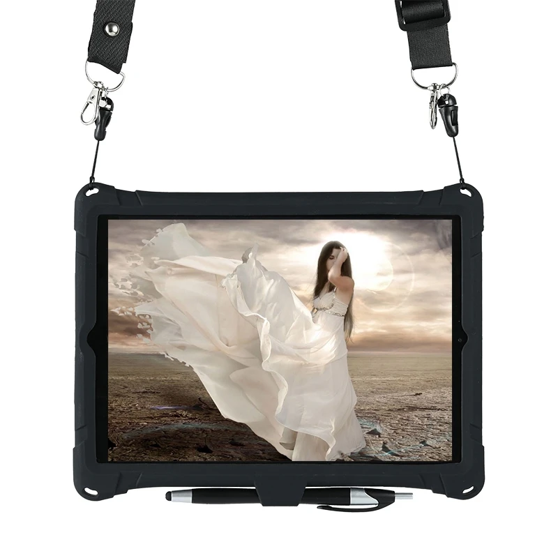 

Tablet Case for iPad 9.7 Inch Universal Silicone Protective Case Tablet Stand with Capacitor Pen for Office Home(Black)
