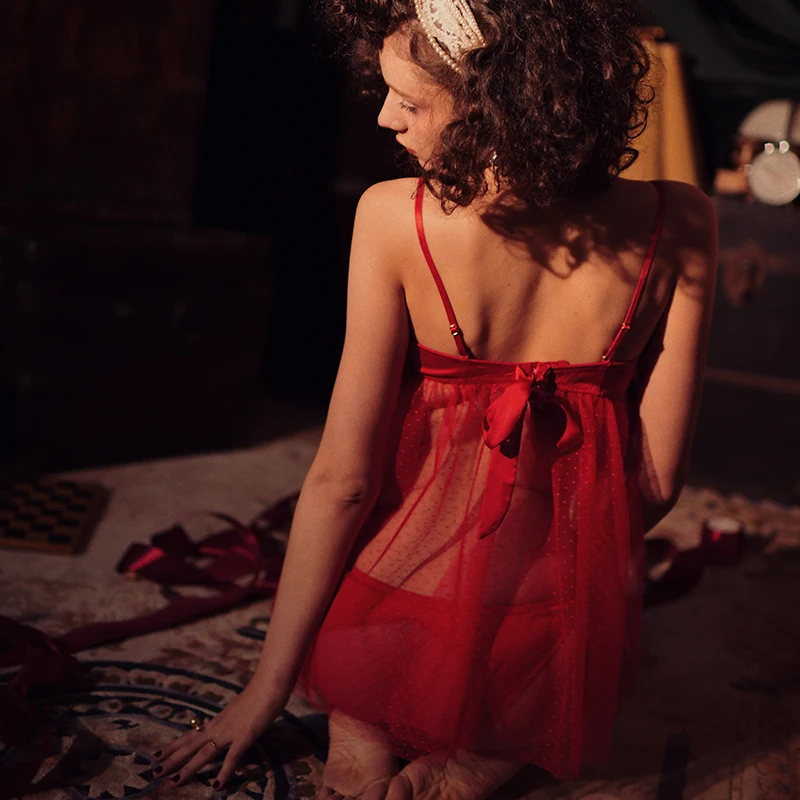 Черные сексуальные пижамы женское прозрачное Прозрачное нижнее белье ночное