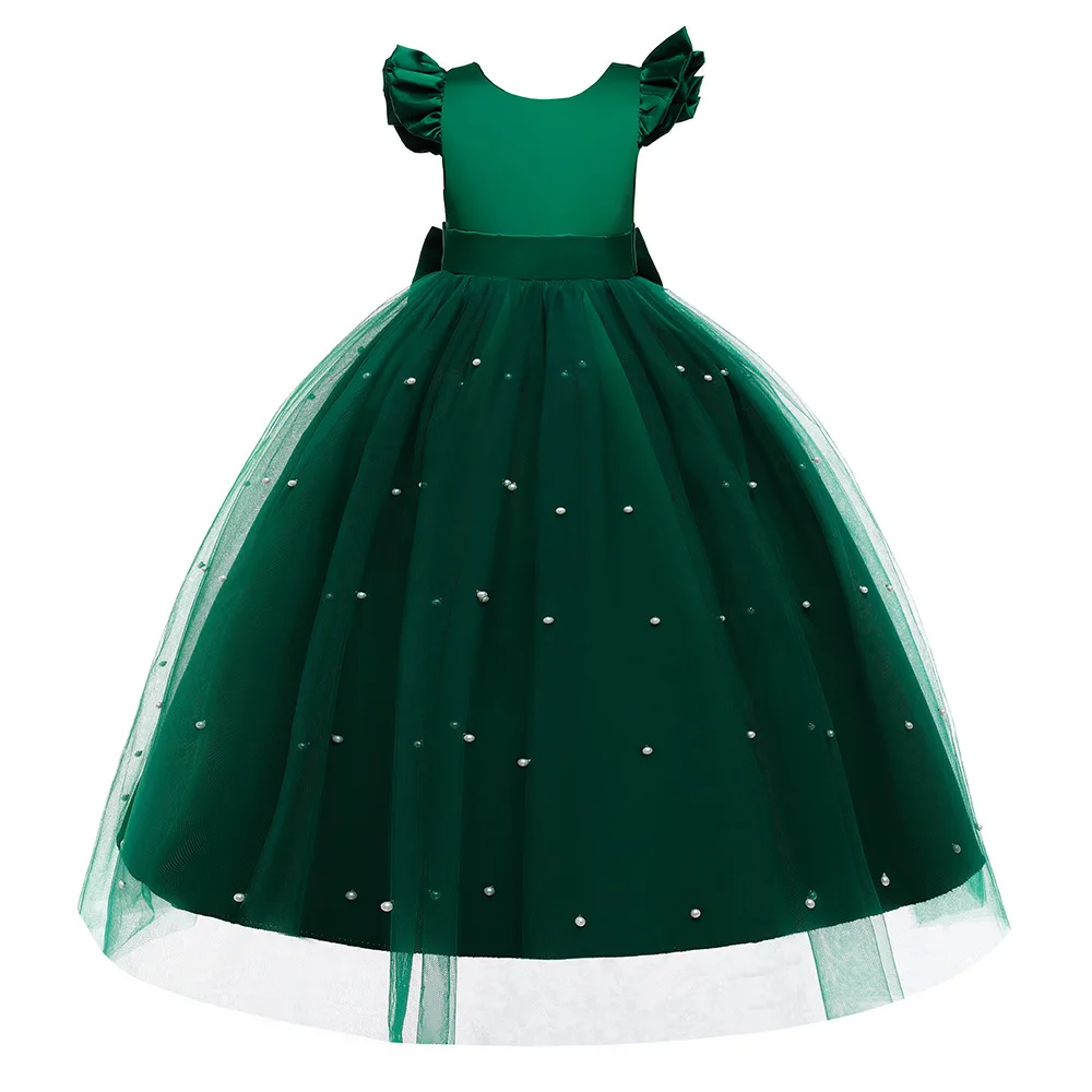 Cap Sleeves  Ballgown Flower Girls Dresses For Wedding Pearls Green  First Communion Dresses Girls Special Occasion Dresses champagne ballgown tulle tutu dresses ballgown flower girl dresses for weddings kids first communion dresses