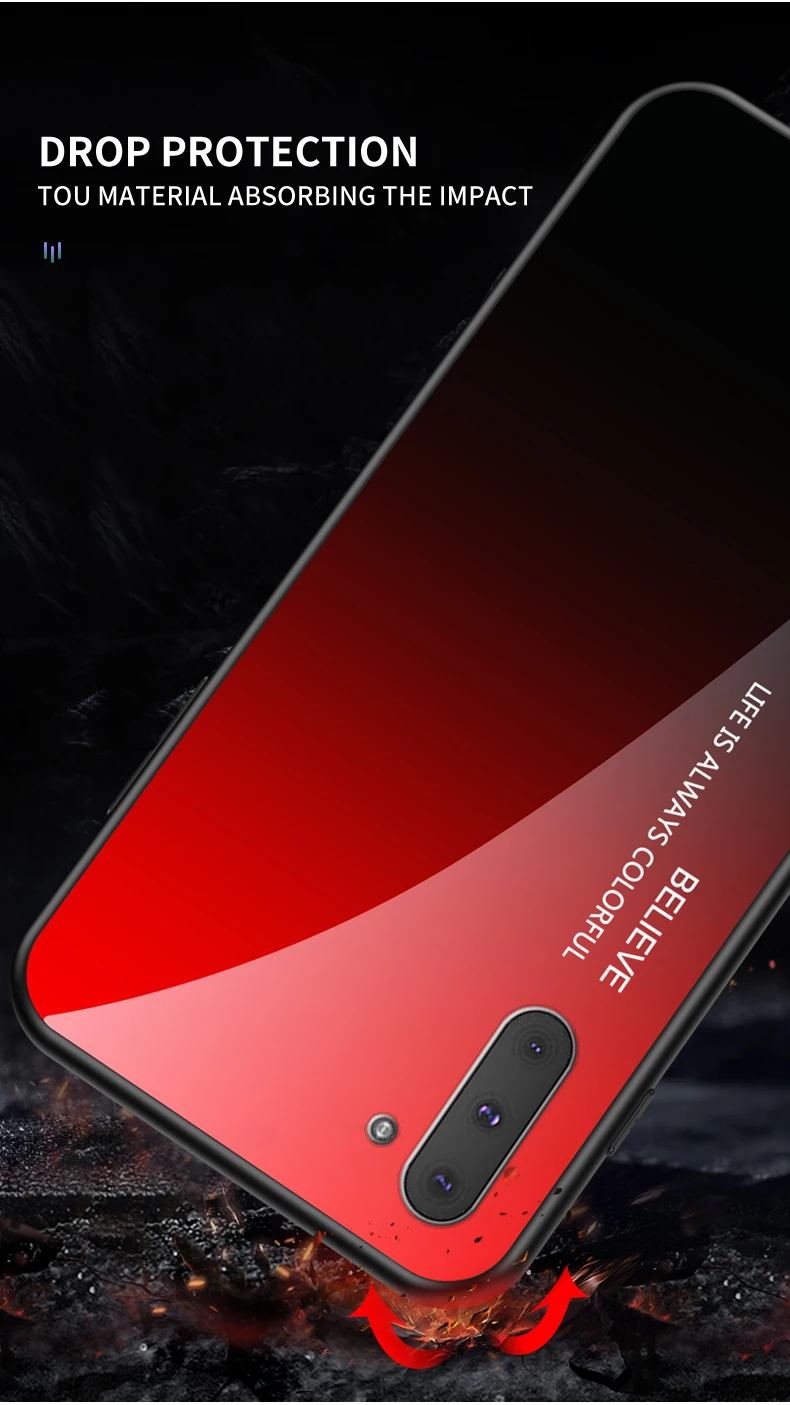Градиентный чехол из закаленного стекла для телефона для samsung Примечание 10 плюс A70 A50 A80 S8 S9 S10 плюс S10e Note 9 8 S7 край A8 A6 плюс A7 чехол