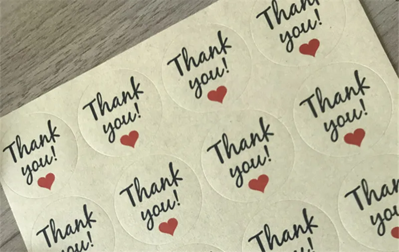 120pcs Handmade wtih Love Red Heart Thank you Round Scrapbooking Paper Labels Seal Sticker DIY Gift Dia.3.8cm | Дом и сад
