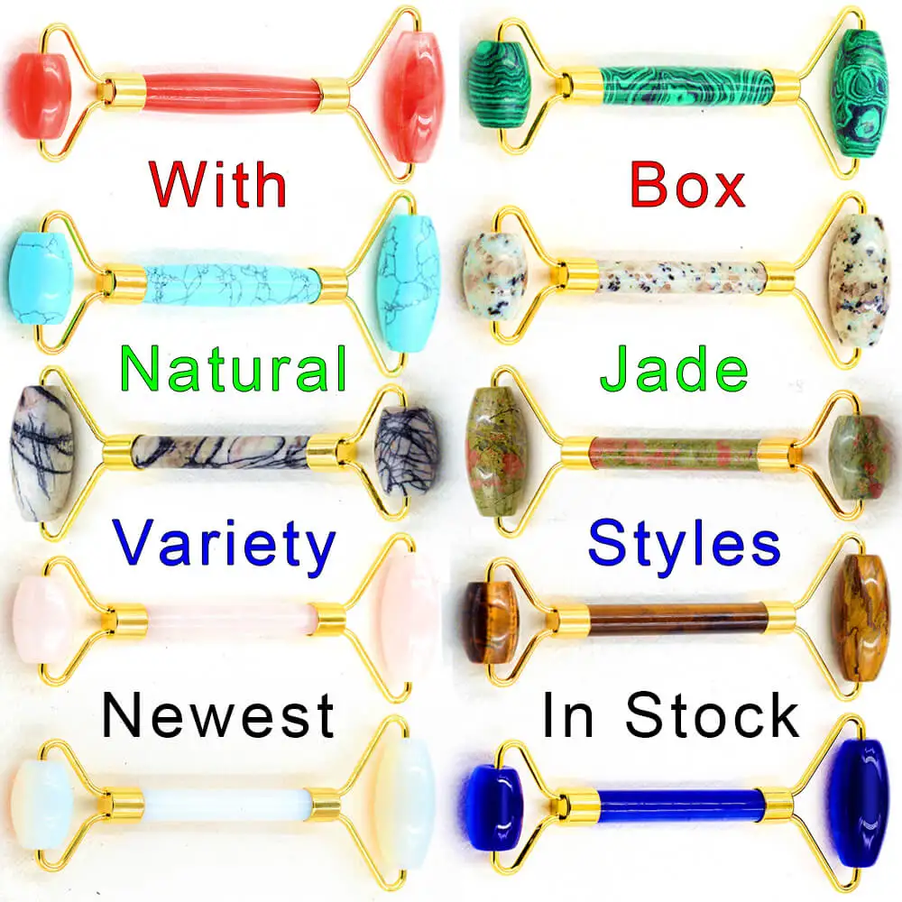 Натуральный нефритовый ролик для лица тонкий массажер коробка похудения тела