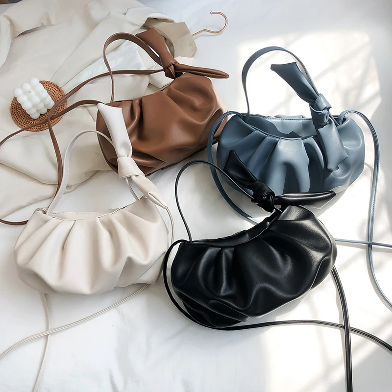 

New Dumpling Bag For Women 2020 Fashion Small Handbags Luxury Designer PU Leather Shoulder Bag Crossbody Tote Branded Purse