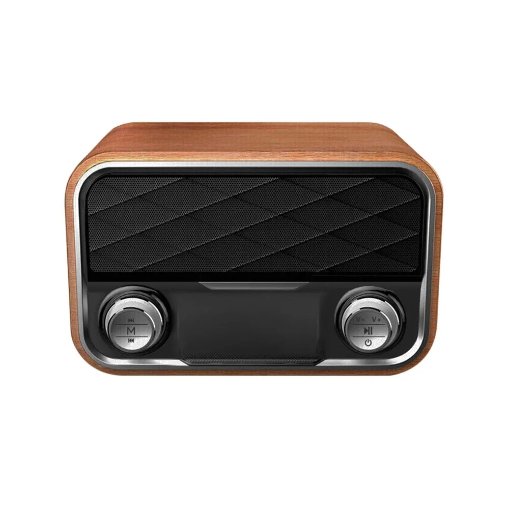 I10 Retro Wood Speaker Wireless Bluetooth-Compatible 5.0 Bass Outdoor Stereo Sound Box Vintage Soundbar Support FM Radio U Disk