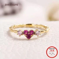trendy rings 925 silver jewelry heart shape zircon gemstone finger ring for women wedding engagement bridal party gift ornaments