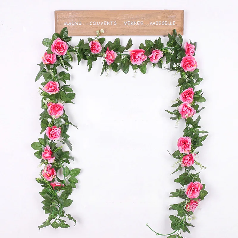 

2m Artificial Flowers Rose Ivy Vine Wedding Decoration Real Touch Silk Flower String Home Hanging Garland Party Wedding Decor