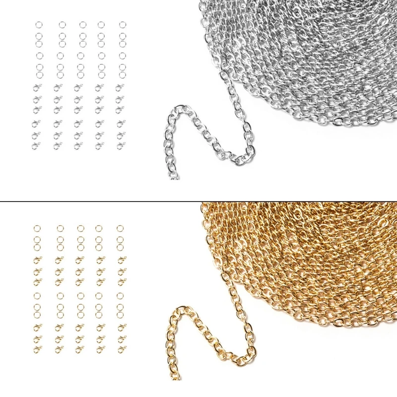 

L5YD Open Jump Ring and Lobster Clasps Jewelry Repair Tools Jewelry Silver Gold