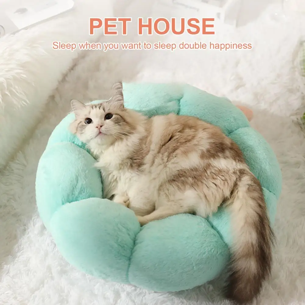 

Pet Nest Petal Shape Keep Warmth Soft Thickened Dogs Cats Rounded Warm Bed for Household Cats Pet Sleeping Nest Pad