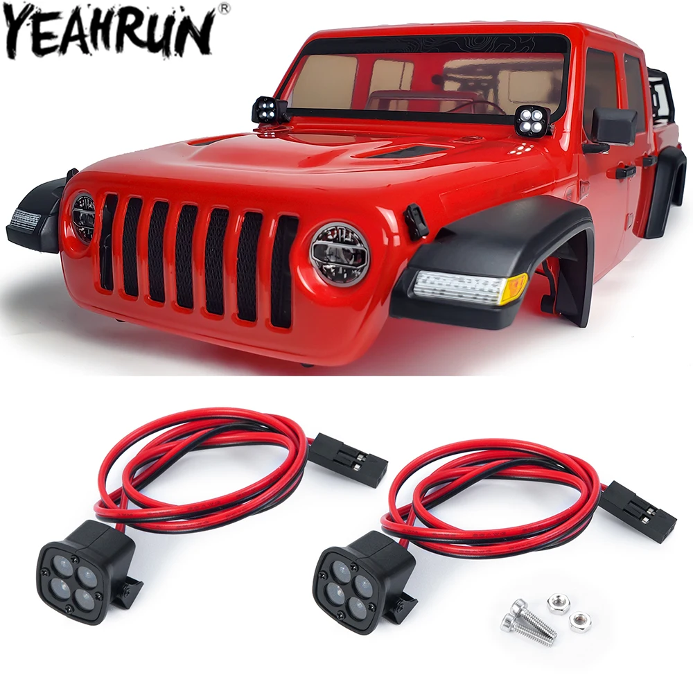 

YEAHRUN RC Car LED Roof Lights Headlights Round Spotlight for 1/10 RC Crawler Axial SCX10 II 90046 Traxxas TRX4 TRX6 Redcat Gen8