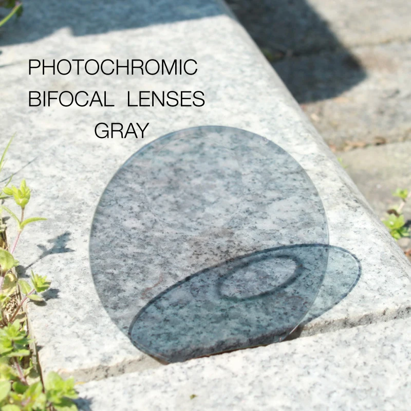 Photochromic gray MUZZ 1,56/1,61 ИНДЕКС круглые очки бифокальные линзы по рецепту для дальних и ближних хамелеонов - Цвет линз: Photochromic gray