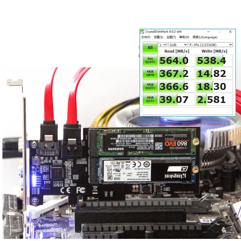 

For Jmicron JMB585 Chipset 3 Ports SATA 6GB 2 Port B key M.2 SATA SSD slot PCI Express Controller Card Support NGFF 22110 2280