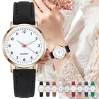 Часы наручные женские кварцевые, светящиеся с арабскими цифрами, роскошные с кожаным ремешком, Прямая поставка